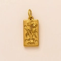 Detailed view of a gold-plated rectangular pendant with embossed floral patterns - December Lily Embossed Pendant Only (Without Chain)