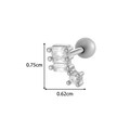 Surgical steel cartilage stud featuring three rectangular and one round zircon stone - Stacked Geometric (0180-8# Silver)