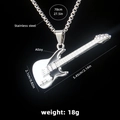Silver electric guitar necklace in stainless steel, 70cm chain with alloy pendant - Guitar No.34 + 70cm Steel Chain