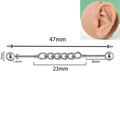 Industrial barbell earring in stainless steel with Cuban chain detail and cross bar - Six Chain Links