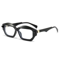 Modern geometric sunglasses in glossy black frame with stylish gold metal accents - Black Frame
