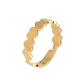 Minimalist adjustable open ring with continuous heart patterns in a golden finish - Linked Hearts-Gold