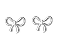 Polished silver bow stud earrings in 18K white gold plating with minimalist design - Bow Tie Stud Earrings Silver