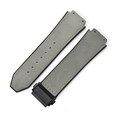 Black rubber watch band with grey suede surface and decorative stitching detail - [Convex x Wide Mouth] 19x26mm / Suede Gray - Black Buckle - Z2