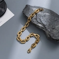 Pulsera para hombre de cadena de acero inoxidable dorado estilo hip hop con eslabones - Cadena Texturizada Dorada / Dorado gf991