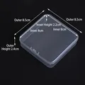 Compact square clear PP storage box for DIY crafts with 8.5x8.5x2.4cm outer dimensions - Square 8.5*8.5*2.4cm