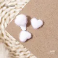 Set of 3 white plush 3D heart charms, 18mm x 15mm velvet flocking for DIY nail art A390 - A390 (Magnet Separate)