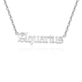Silver Aquarius zodiac pendant necklace in polished titanium steel for women - Aquarius / Steel