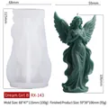 Goddess angel wings silicone candle mold with dark green finished prayer statue - Dreamy Girl B RX-143