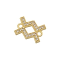 Détail macro du connecteur plaqué or avec zircons blancs micro-pave et doubles anneaux - Or Verseau