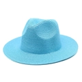 Classico cappello Panama in paglia intrecciata blu per protezione solare e spiaggia in estate - Stile Semplice / Blu Lago