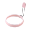 Stampo rotondo rosa in silicone per uova con manico pieghevole in acciaio per uova perfette - Rosa Semitrasparente