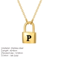 Personalized 14K gold plated stainless steel padlock necklace with letter P pendant - Letter P Style