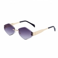 Frameless geometric sunglasses with purple gradient lenses and gold metal frames - C6 Double Gray (XN)