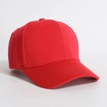 Classic six-panel red cotton baseball cap with curved brim and breathable vents - One Size / Red