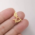 Golden RUN letter dumbbell pendant accessory in stainless steel for DIY jewelry making - Gold RUN Figure