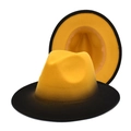 Fashionable fedora hat featuring a bold yellow and black gradient wool-like finish - M (56-58cm) / Yellow + Black