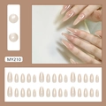 Set de uñas postizas ojo de gato nude con forma almendra larga y acabado perlado - Avena Claro (MY210)