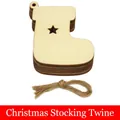 Set di 10 decorazioni natalizie in legno a forma di calza con stella e corda - Calza di Natale Smaltata Rosso Bianco / Set di 10 Con Corda di Juta