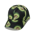 Black cotton baseball cap featuring vibrant all-over avocado print and curved visor - Avocado Print Style (D)