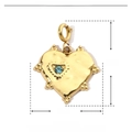 Detail showing dimensions 22mm x 18mm for heart-shaped gold steel pendant with blue crystal - YF281-2-Blue Stone Heart