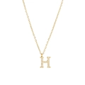 Luxurious gold-plated titanium necklace with a micro-pave zircon letter H pendant - Gold-H