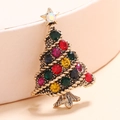Christmas tree brooch with golden alloy base and colorful rhinestones in a festive design - BR1344 Multicolor Antique KC Gold Tree