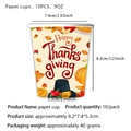 9OZ Thanksgiving paper cups featuring festive pumpkins and pilgrim hats for party decor - Turkey Paper Cups