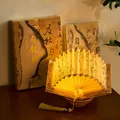 DIY folding fan book lamp featuring Chinese calligraphy art and decorative yellow tassel - Autobiographical Essay