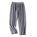 Dark grey fleece pajama pants with elastic waistband and relaxed fit for home - M / Silver Gray