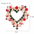 Golden heart-shaped Christmas brooch with red and green rhinestones 4.5cm by 4cm - xz4095 Christmas Heart