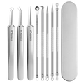8-piece stainless steel blackhead remover set with tweezers in a silver metal case - 8-Pcs Stainless Steel Set + Metal Box