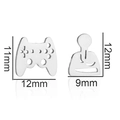 Minimalist stainless steel game controller earrings with 11mm and 12mm size dimensions - 184-Game Controller / Steel
