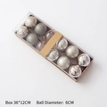 12-pack silver grey Christmas tree ornaments with matte and glitter finishes in clear box - Transparent Box Packaging / 12 Pieces/Pack (Diameter 6cm) / Champagne Silver