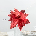 21cm red velvet artificial poinsettia with gold sequins for Christmas tree decoration - Red