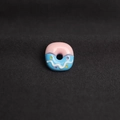 Cute pink and blue resin donut brooch with star sprinkles and white sugar icing decor - Pink and Blue Wave Style (A573)