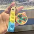 Porte-clés avec panier vapeur chinois et pendentifs zongzi verts et sangle pop-it - Zongzi Vapeur