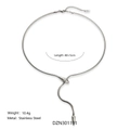 Minimalist silver snake chain necklace in stainless steel with snake head charm - Silver Style 4 (Snake Chain)