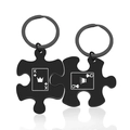 Couples black stainless steel jigsaw puzzle keychains with K and Q king and queen patterns - Black K & Q Keychain Set