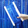 Blue tinsel foil curtain roll for party backdrop and celebration photo wall decor - 1m x 2m / Laser Blue