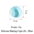 Blue 7cm silicone baking cup with scalloped edges for cakes and muffins, pack of 8 - Standard Round-Blue