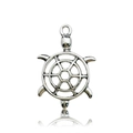Silver Tibetan alloy sea turtle pendant for DIY jewelry making with polished finish - Antique Silver Hollow Sea Turtle 18x25mm