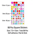 Self-adhesive colorful square acrylic rhinestone stickers for kids' DIY crafts and decoration - 88 Pcs Square Stickers
