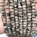 Abacus shaped spotted natural stone wheel beads in beige and black for DIY jewelry - 5*8mm (approx. 73 pcs/strand) / Orange Spotted Stone
