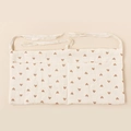 Detail of soft double-layer cotton baby bedside bag with heart print and hanging ties - Beige Heart