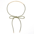 Army green woven rope belt with polished gold metal rings and bow knot detail - Army Green Gold