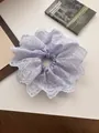 Lavender purple lace embroidered scrunchie with French style hollow-out design - Lace Embroidery / Light Purple