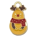 Christmas reindeer enamel pendant in gold metal finish for DIY jewelry and crafts - Reindeer Snowman 20x11mm