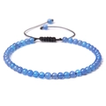 Minimalist 4mm blue gemstone beaded bracelet with adjustable black braided cord - Blue Agate