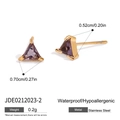 Gold Purple Triangle Gemstone Stud Earrings (JDE0212023-2)